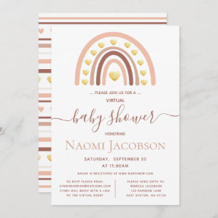 Invitation Baby shower arc-en-ciel rose vif