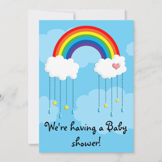 Invitation baby shower arc-en-ciel simple (Devant)
