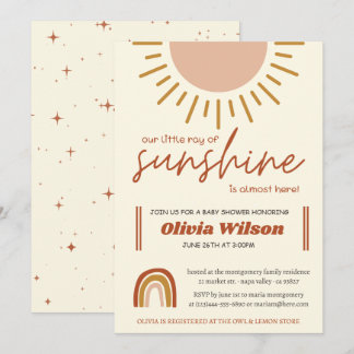 Invitation Baby shower arc-en-ciel Sunshine Boho