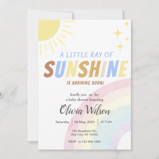 Invitation Baby shower arc-en-ciel Sunshine Boho