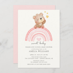 Invitation Baby shower arc-en-ciel Teddy Bear