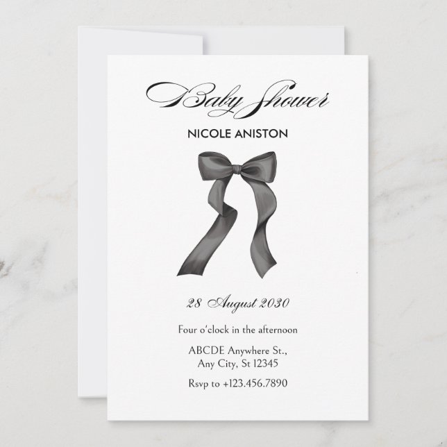 Invitation Baby shower arc noir et blanc (Devant)