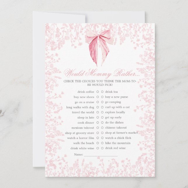 Invitation baby shower arc rose (Devant)