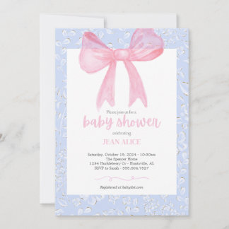Invitation baby shower arc rose et bleu