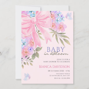 Invitation Baby shower arc rose violet