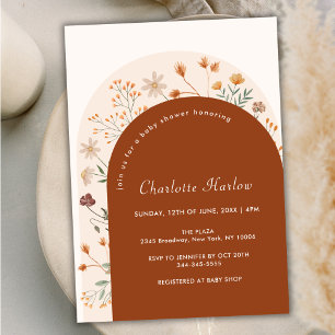 Invitation Baby shower Arch Fleur sauvage de Terracotta Fall 