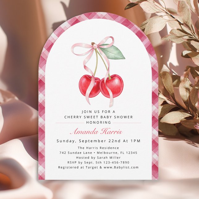 Invitation Baby shower Arche Sucrée Cherry (Cherry Baby Shower Invitation)