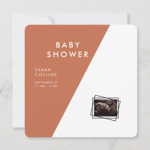 Invitation Baby shower arrondi géométrique Carré en terre cui