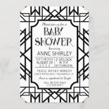 Invitation Baby shower Art déco Gatsby années 1920