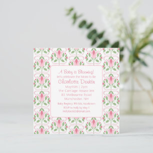 Invitation Baby shower Art déco rose