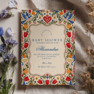 Invitation Baby-Shower Art Populaire Fantaisiste