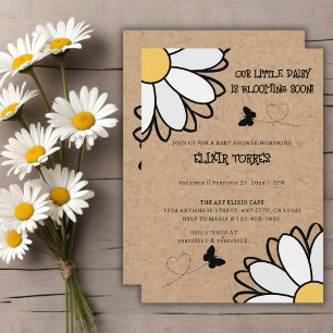 Invitation Baby shower artisanal minimaliste Dainty Daisy