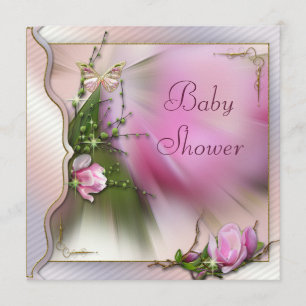 Invitation Baby shower assez rose d'étincelle de papillon de