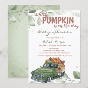 Invitation Baby Shower au camion tournesol citrouille