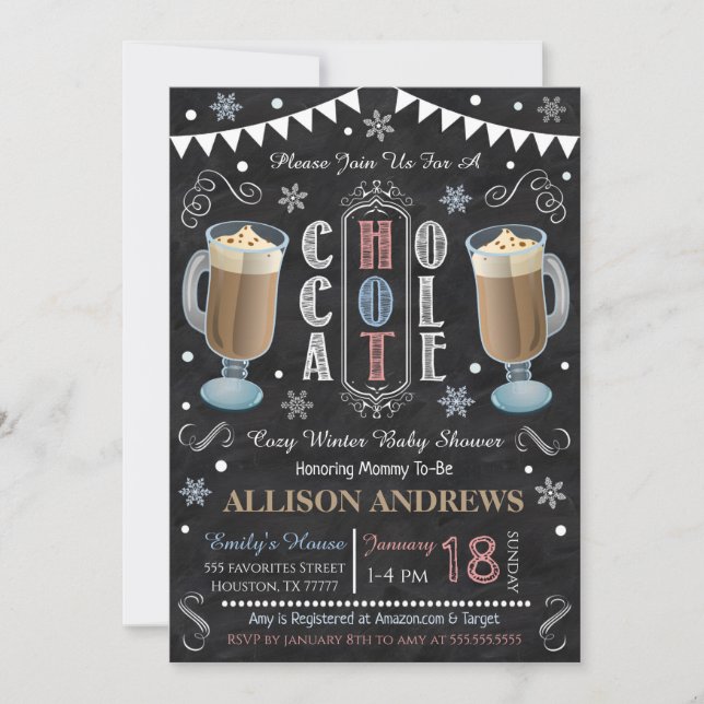 Invitation Baby shower au chocolat chaud (Devant)