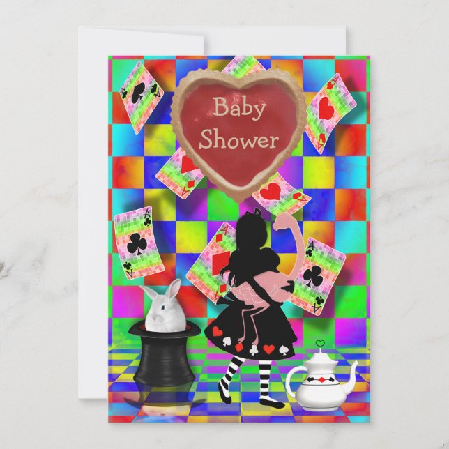 Invitation Baby shower au goût âpre au néon de coeur de (Devant)