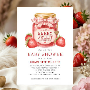 Invitation Baby Shower au Jardin de Fraises Sucré Pot de Conf