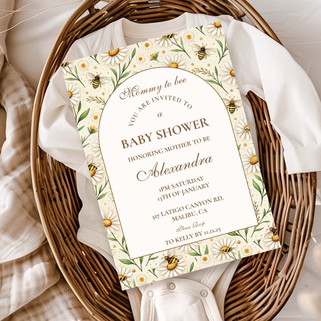 Invitation Baby-Shower au Nid d'Abeille Doré (Créateur téléchargé)