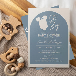 Invitation Baby Shower au nœud papillon bleu poussiéreux