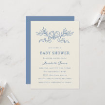 Baby Shower au Ruban Botanique Bleu