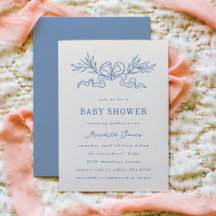 Baby Shower au Ruban Botanique Bleu