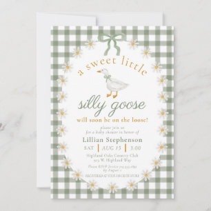 Invitation Baby shower au thème Canard Vichy Vert et Nœud Pap