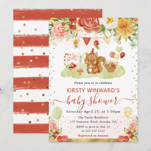 Invitation Baby-Shower au thème de l'écureuil des bois à l'aq