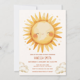Invitation Baby Shower au Thème Soleil Jaune Unisexe