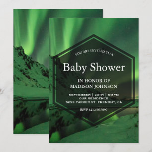 Invitation Baby shower aurora Glacier Northern Lights