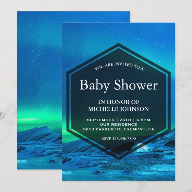Invitation Baby shower aurora Nord aurora (Devant / Derrière)