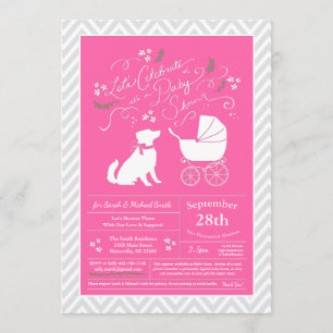 Invitation Baby shower australien de berger de fille rose