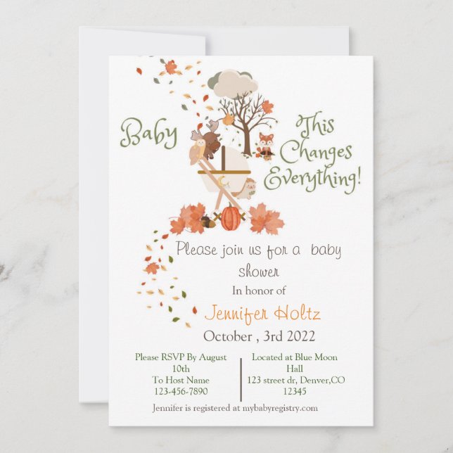 Invitation baby shower automne (Devant)
