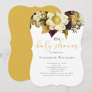 Invitation Baby shower Automne Fleurs d'automne