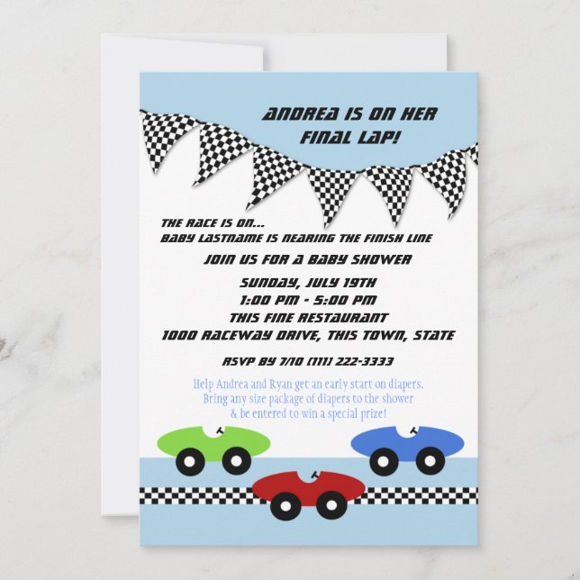 Invitation Baby shower automobile (Devant)