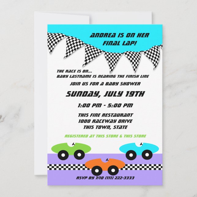 Invitation Baby shower automobile (Devant)