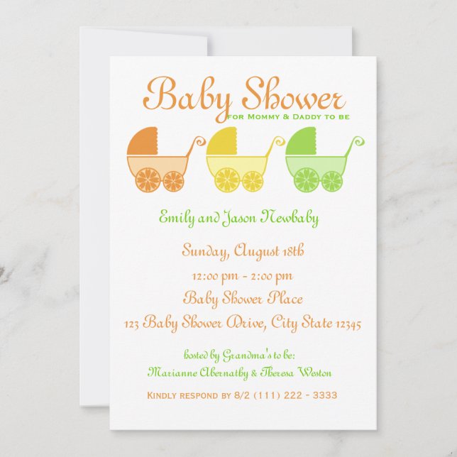 Invitation Baby shower aux agrumes (Devant)