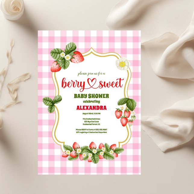 Invitation Baby shower aux fraises | Berry Sweet (Créateur téléchargé)