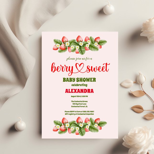 Invitation Baby shower aux fraises | Berry Sweet (Créateur téléchargé)
