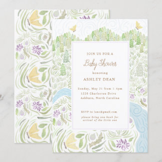 Invitation Baby shower aux papillons d'or