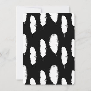 Invitation Baby shower aux plumes blanches noires