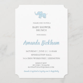 Invitation baby shower avec Aquarelle Elephant