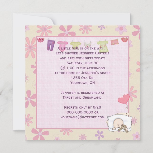 Invitation Baby shower avec daises (Devant)