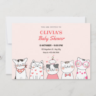 Invitation Baby shower avec de mignons chats