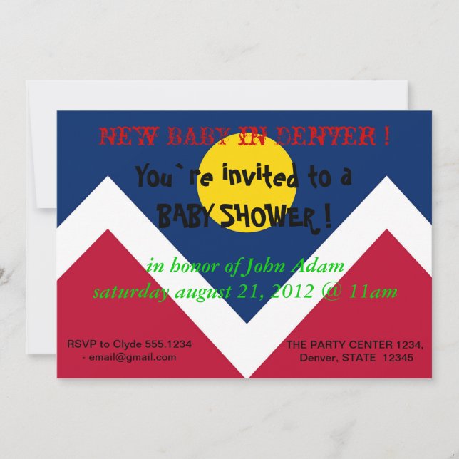Invitation baby shower avec drapeau de Denver City (Devant)