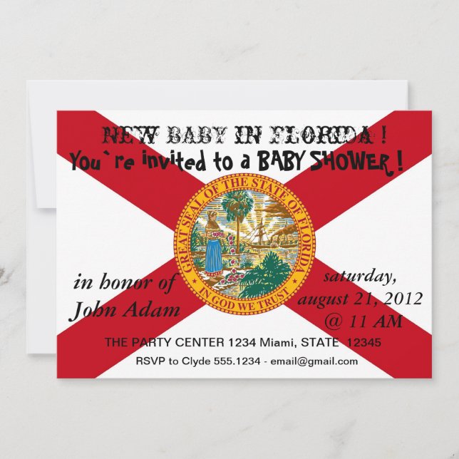 Invitation baby shower avec drapeau de Floride (Devant)