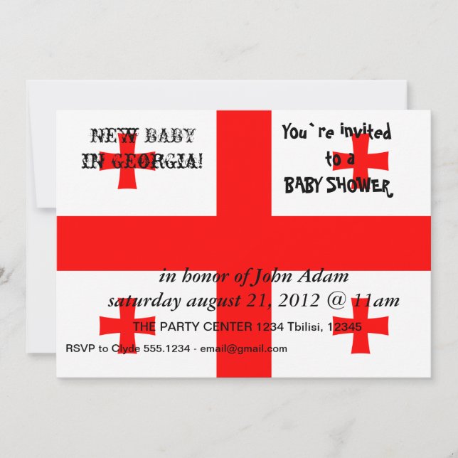 Invitation baby shower avec drapeau de la Géorgie (Devant)
