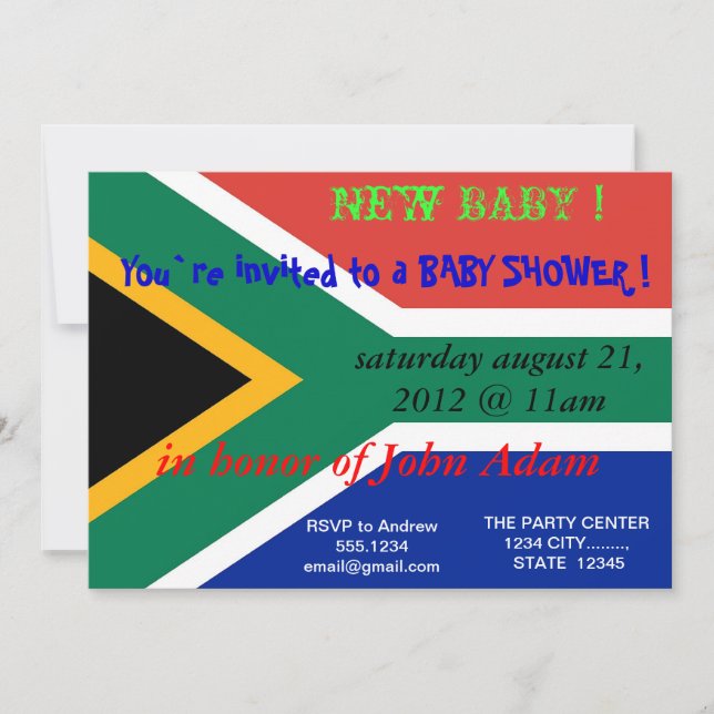Invitation baby shower avec drapeau de l'Afrique d (Devant)