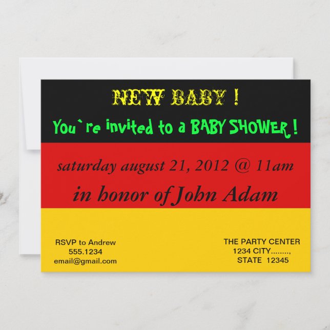 Invitation baby shower avec drapeau de l'Allemagne (Devant)