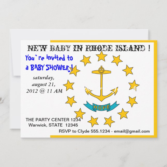 Invitation baby shower avec drapeau de l'île Rhode (Devant)