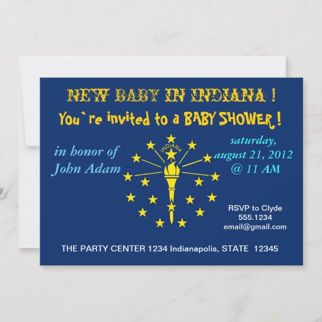 Invitation baby shower avec drapeau de l'Indiana (Devant)